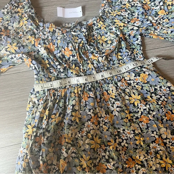 American Eagle Outfitters Mini Dress Women’s Floral Puff Sleeve Off Shoulder Sma - Picture 11 of 15